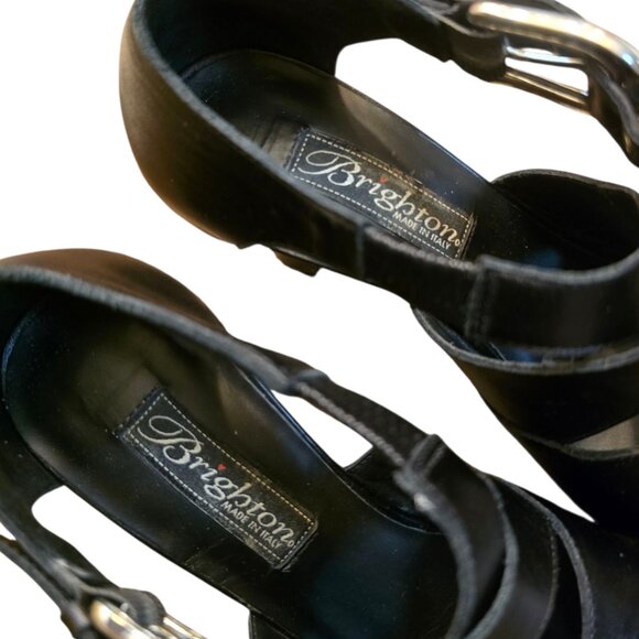 BRIGHTON Black Leather Vogue Heeled Sandal sz 6